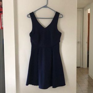 Monteau Navy Blue V-Neck Formal Dress, Medium